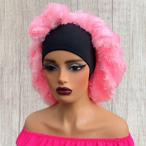Pink Faux Hair Bonnet